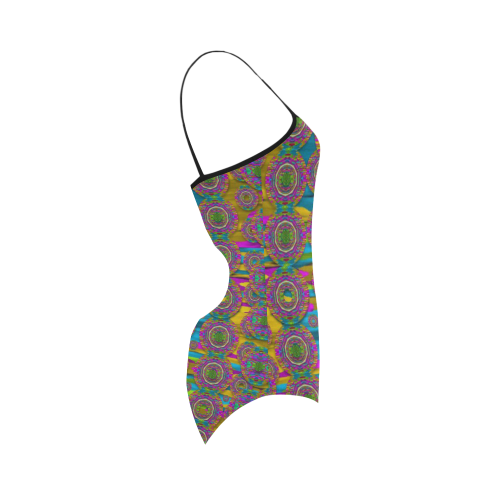 Peacock eyes in a contemplative style Strap Swimsuit ( Model S05)