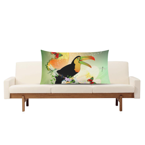 Funny toucan with flowers Rectangle Pillow Case 20"x36"(Twin Sides)