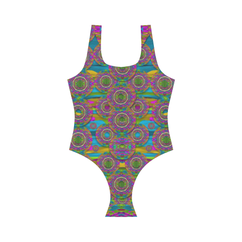 Peacock eyes in a contemplative style Vest One Piece Swimsuit (Model S04)