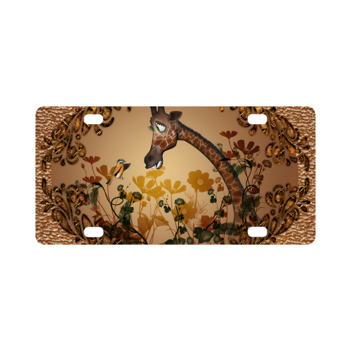 Sweet giraffe with bird