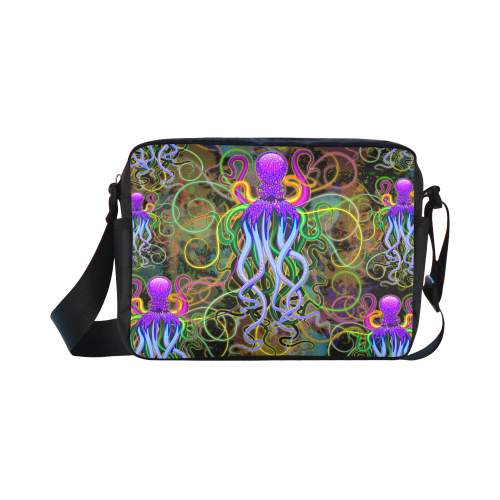 Octopus Psychedelic Luminescence Classic Cross-body Nylon Bags (Model 1632)