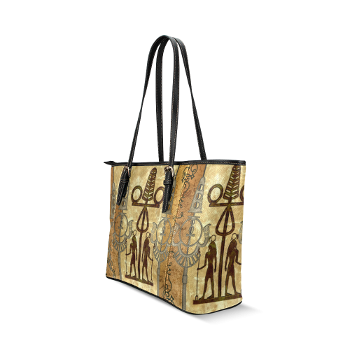 Egyptian sign Leather Tote Bag/Large (Model 1640)