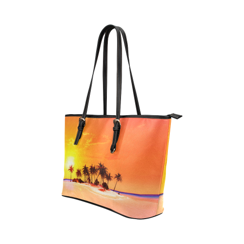Wonderful sunset in soft colors Leather Tote Bag/Large (Model 1651)