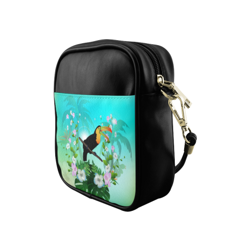 Cute toucan with flowers Sling Bag (Model 1627)
