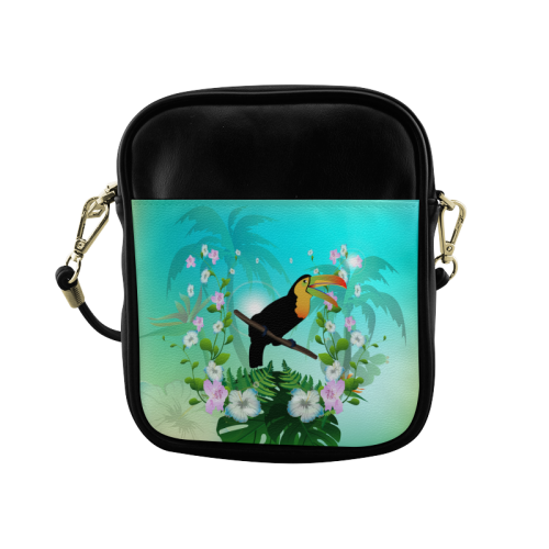 Cute toucan with flowers Sling Bag (Model 1627)