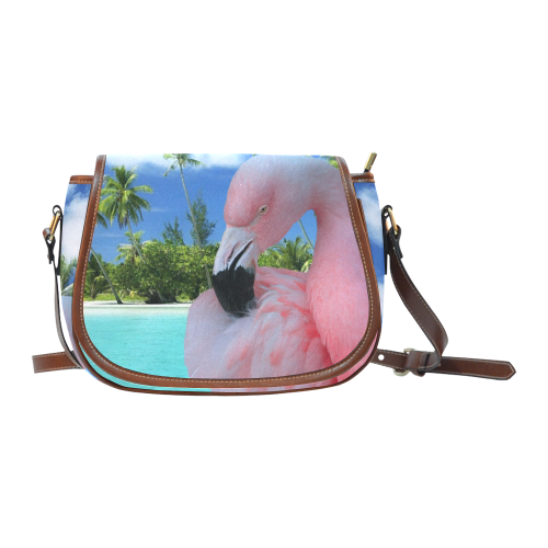 Flamingo and Beach Saddle Bag/Large (Model 1649)