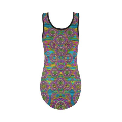 Peacock eyes in a contemplative style Vest One Piece Swimsuit (Model S04)