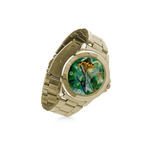 Turtle with jelly fsih Custom Gilt Watch(Model 101)