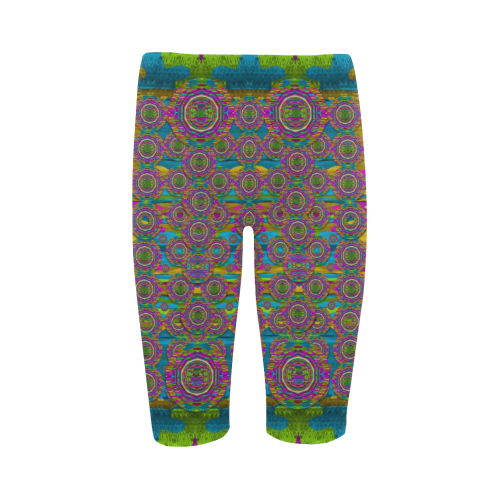 Peacock eyes in a contemplative style Hestia Cropped Leggings (Model L03)
