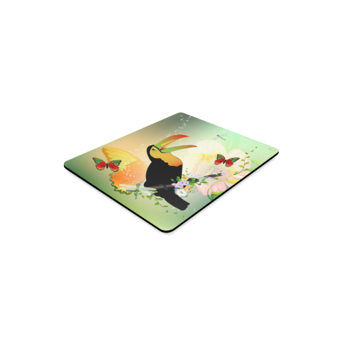 Funny toucan with flowers Rectangle Mousepad