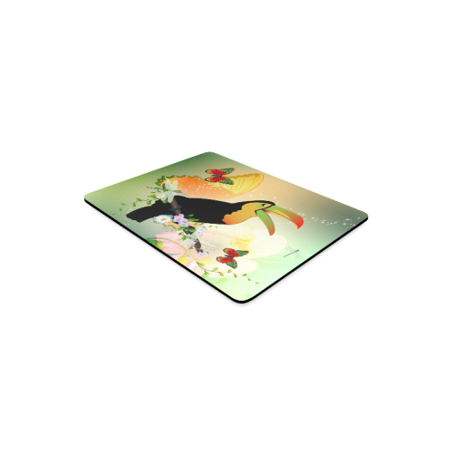 Funny toucan with flowers Rectangle Mousepad