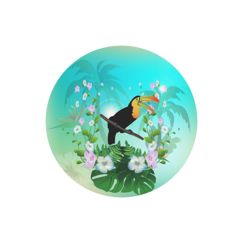 Cute toucan with flowers Round Mousepad