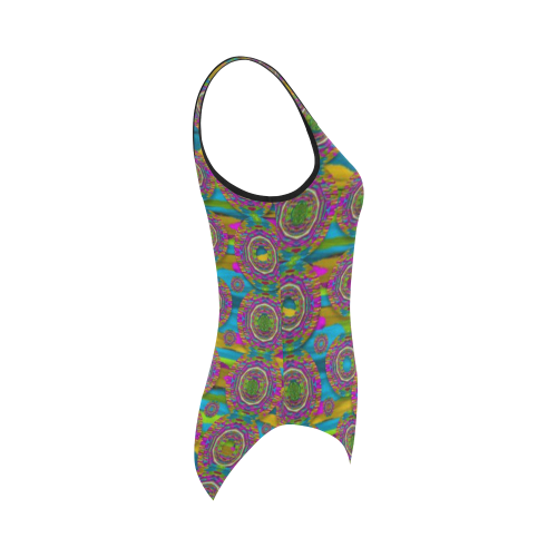 Peacock eyes in a contemplative style Vest One Piece Swimsuit (Model S04)