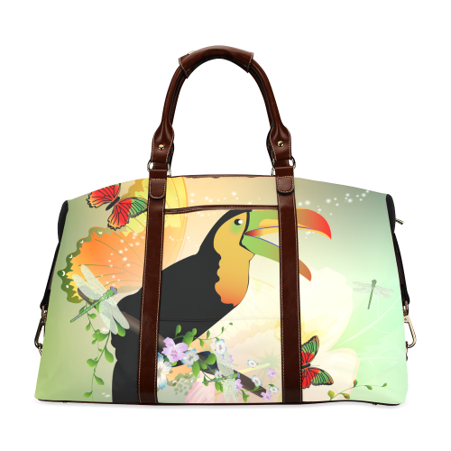 Funny toucan with flowers Classic Travel Bag (Model 1643)