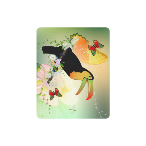 Funny toucan with flowers Rectangle Mousepad