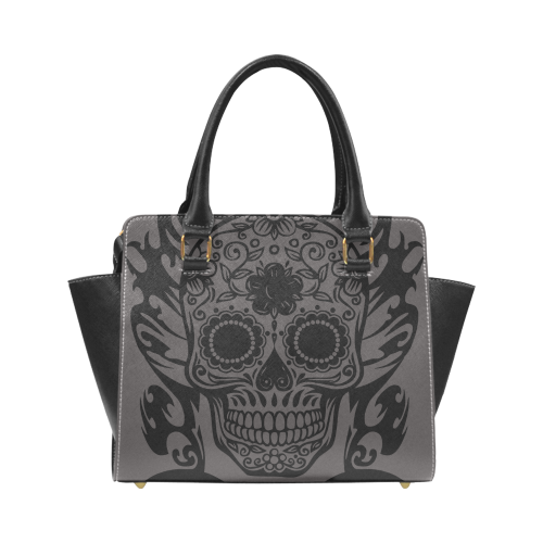 SKULL FLOWERS Rivet Shoulder Handbag (Model 1645)