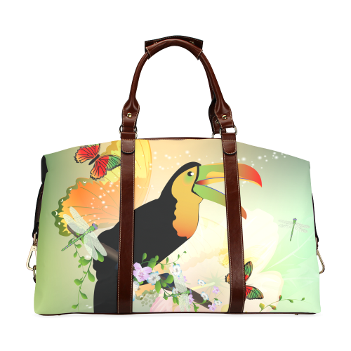 Funny toucan with flowers Classic Travel Bag (Model 1643)