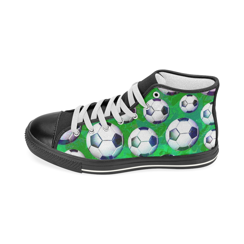 Soccer Pattern Print Men Women's High Top Shoes