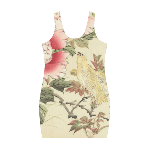 Peony & Birds, japanese woodcut print by Matsumura Keibun Medea Vest Dress (Model D06)