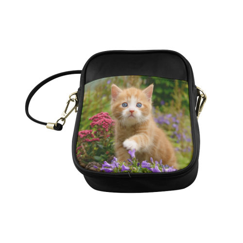 Cute Ginger Kitten Funny Baby Pet Animal in a Garden Photo for Cat Lovers Sling Bag (Model 1627)