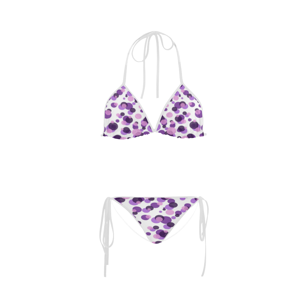 Purple Polka Dots Custom Bikini Swimsuit ID D292863