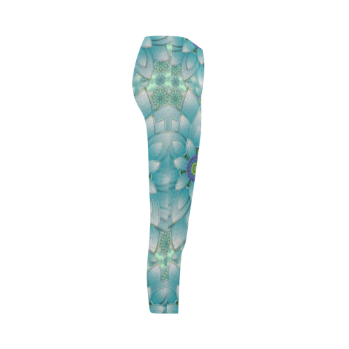 Turquoise Happy Lotus Capri Legging (Model L02)