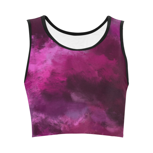 Magenta Storm Oil Painting Women's Crop Top (Model T42)