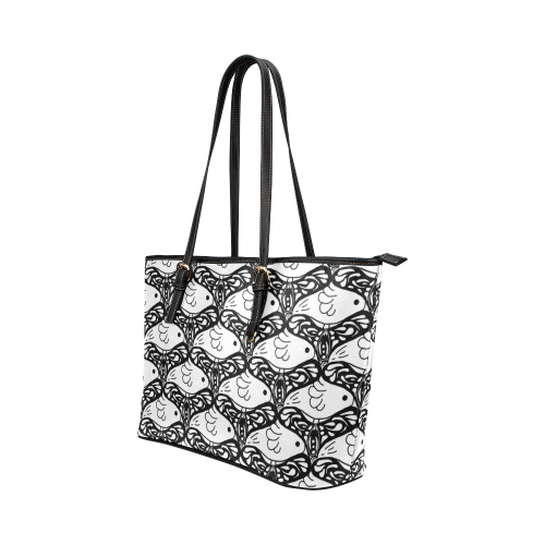 Bird and Butterfly Tessellation Leather Tote Bag/Small (Model 1651)