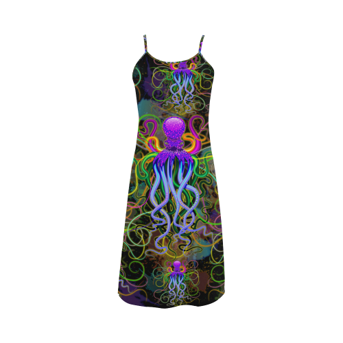 Octopus Psychedelic Luminescence Alcestis Slip Dress (Model D05)