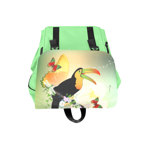 Funny toucan with flowers Casual Shoulders Backpack (Model 1623)