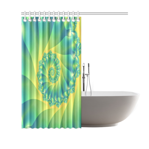Lime Green  and Yellow Spiral Fractal Shower Curtain 69"x70"