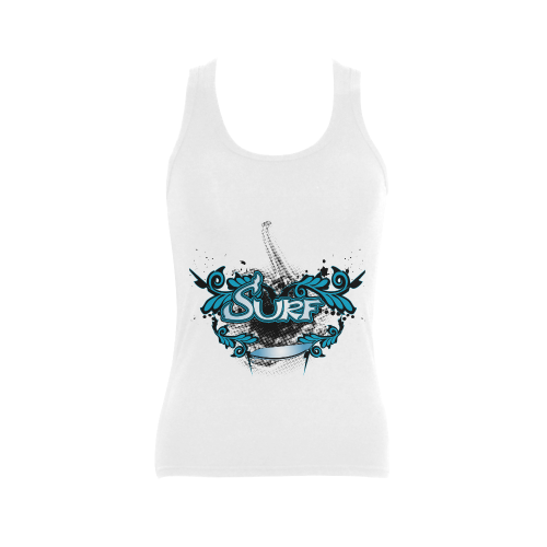 Sport, surf with floral elements, typography Women's Shoulder-Free Tank Top (Model T35)