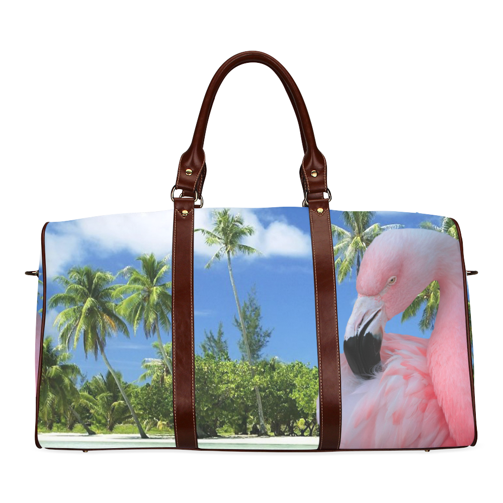Flamingo and Beach Waterproof Travel Bag/Small (Model 1639) ID D292586
