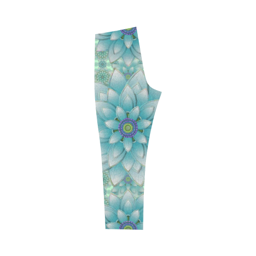 Turquoise Happy Lotus Capri Legging (Model L02)