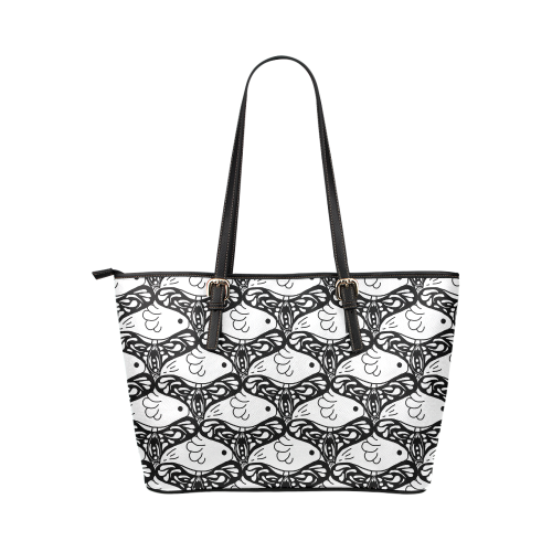 Bird and Butterfly Tessellation Leather Tote Bag/Small (Model 1651)