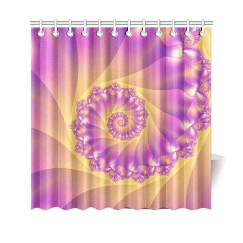 Purple and Yellow Spiral Fractal Shower Curtain 69"x70"