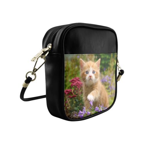 Cute Ginger Kitten Funny Baby Pet Animal in a Garden Photo for Cat Lovers Sling Bag (Model 1627)