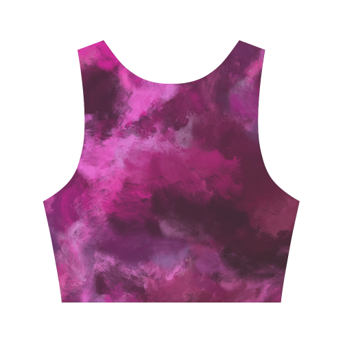 Magenta Storm Oil Painting Women's Crop Top (Model T42)