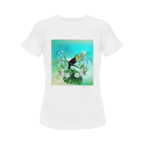 Cute toucan with flowers Women's Classic T-Shirt (Model T17）