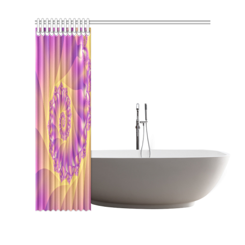 Purple and Yellow Spiral Fractal Shower Curtain 69"x70"