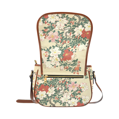 Azalea flowers, Japanese woodcut print, Saddle Bag/Small (Model 1649) Full Customization