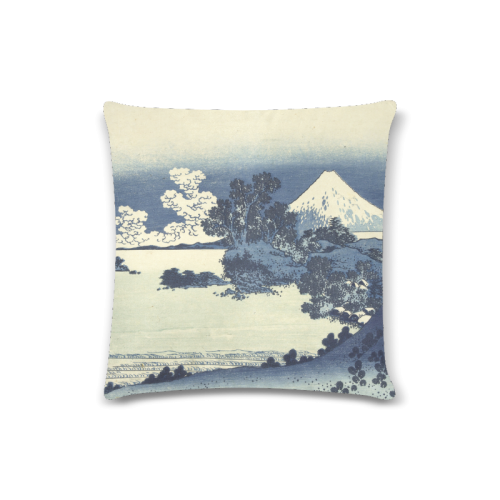 Blue Japanese woodcut scenery Custom Zippered Pillow Case 16"x16" (one side)