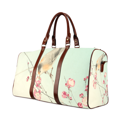 Oriental Bird pink blossom, Japanese woodcut print Waterproof Travel Bag/Large (Model 1639)