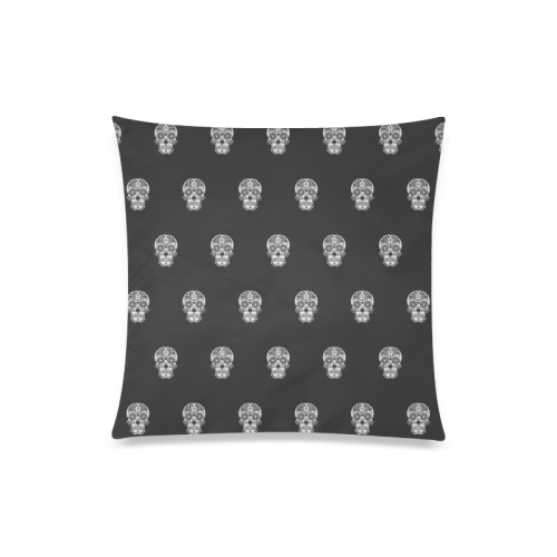 skull pattern bw Custom Zippered Pillow Case 20"x20"(One Side)