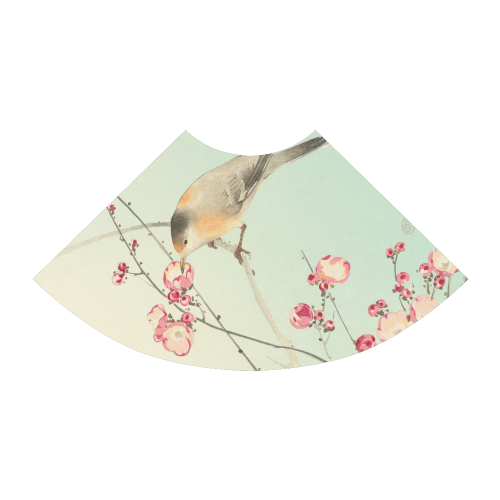 Oriental Bird pink blossom, Japanese woodcut print Atalanta Sundress (Model D04)