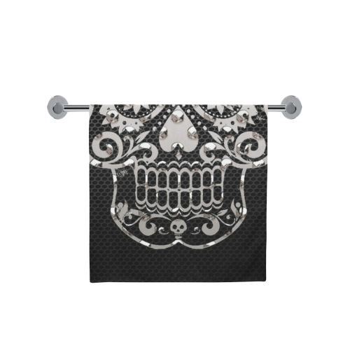 Skull, black silver metal Bath Towel 30"x56"