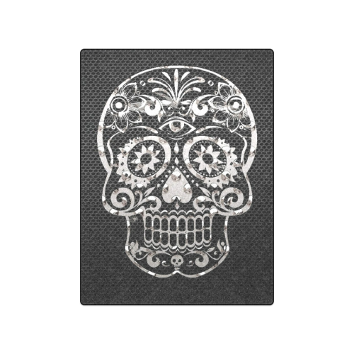 Skull, black silver metal Blanket 50"x60"