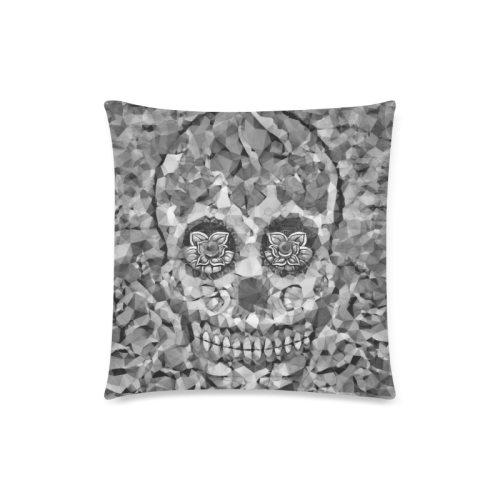 Polygon Skull black white Custom Zippered Pillow Case 18"x18"(Twin Sides)