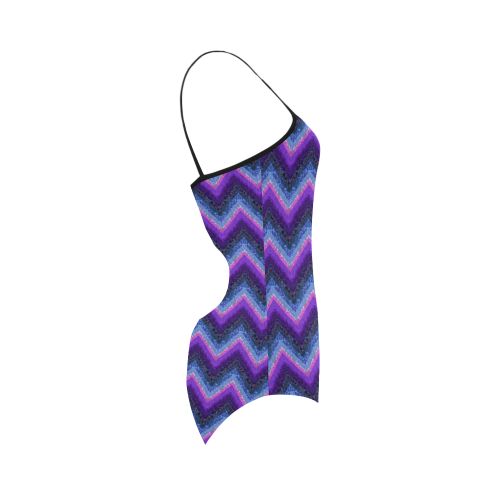 Purple Marble Chevrons Strap Swimsuit ( Model S05)