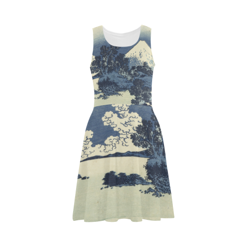 Blue Japanese woodcut scenery Atalanta Sundress (Model D04)